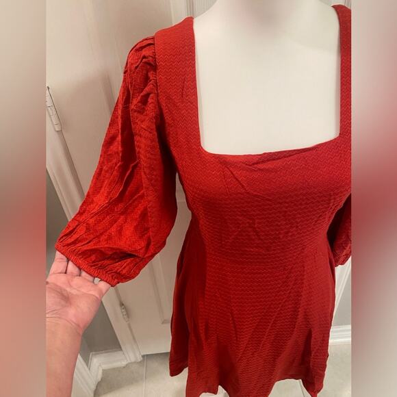 Band of the Free Josette Red Puff Sleeve Mini Party  Dress Size XS - Picture 3 of 6